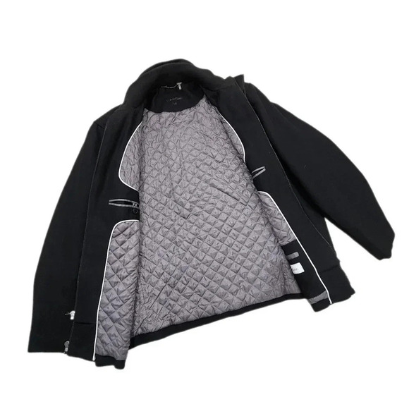 Calvin Klein Wool and Quilted Lining Double Zip Jacket, Black, Men's Large - Picture 3 of 9